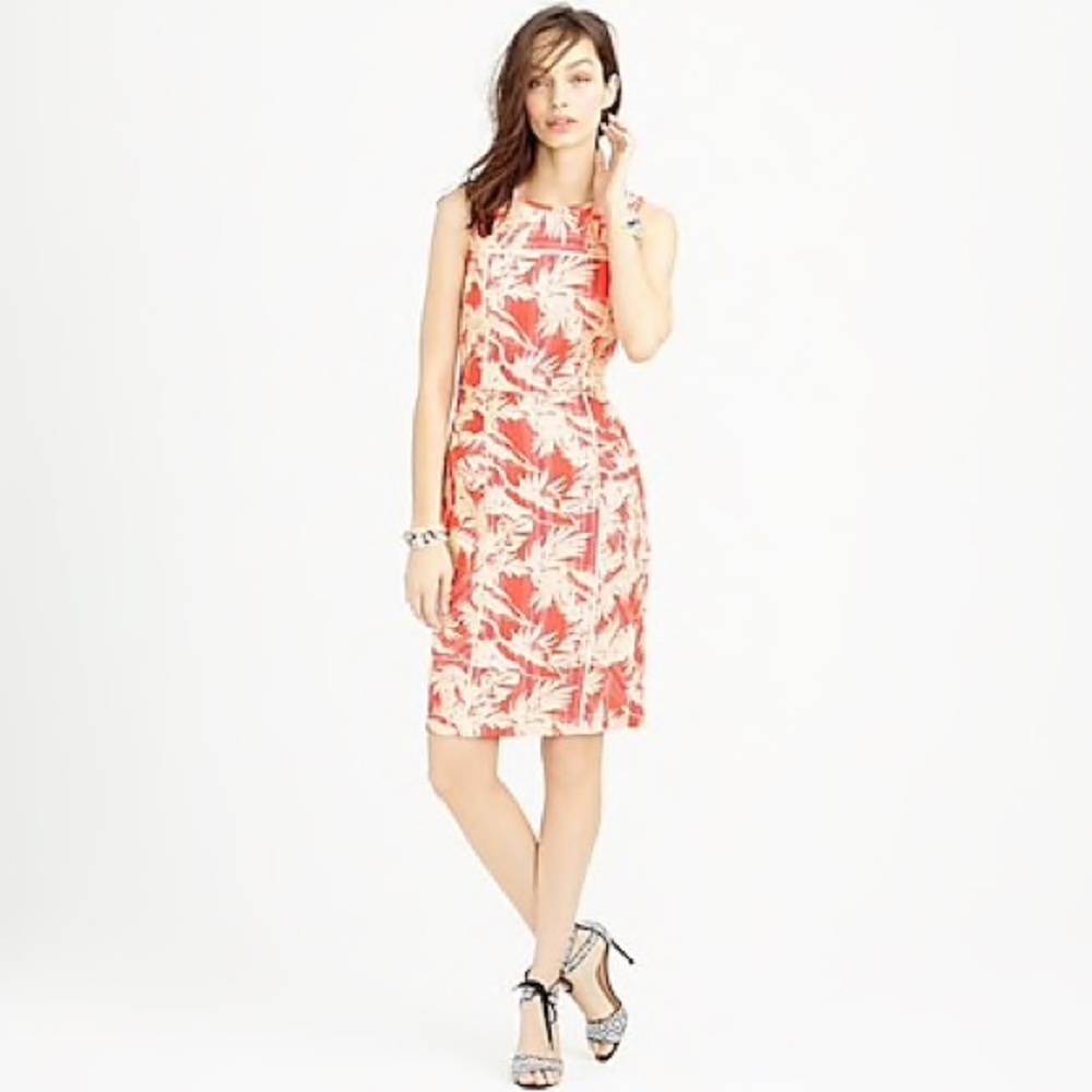 J Crew Tropical Sheath Dress 12 pink/white